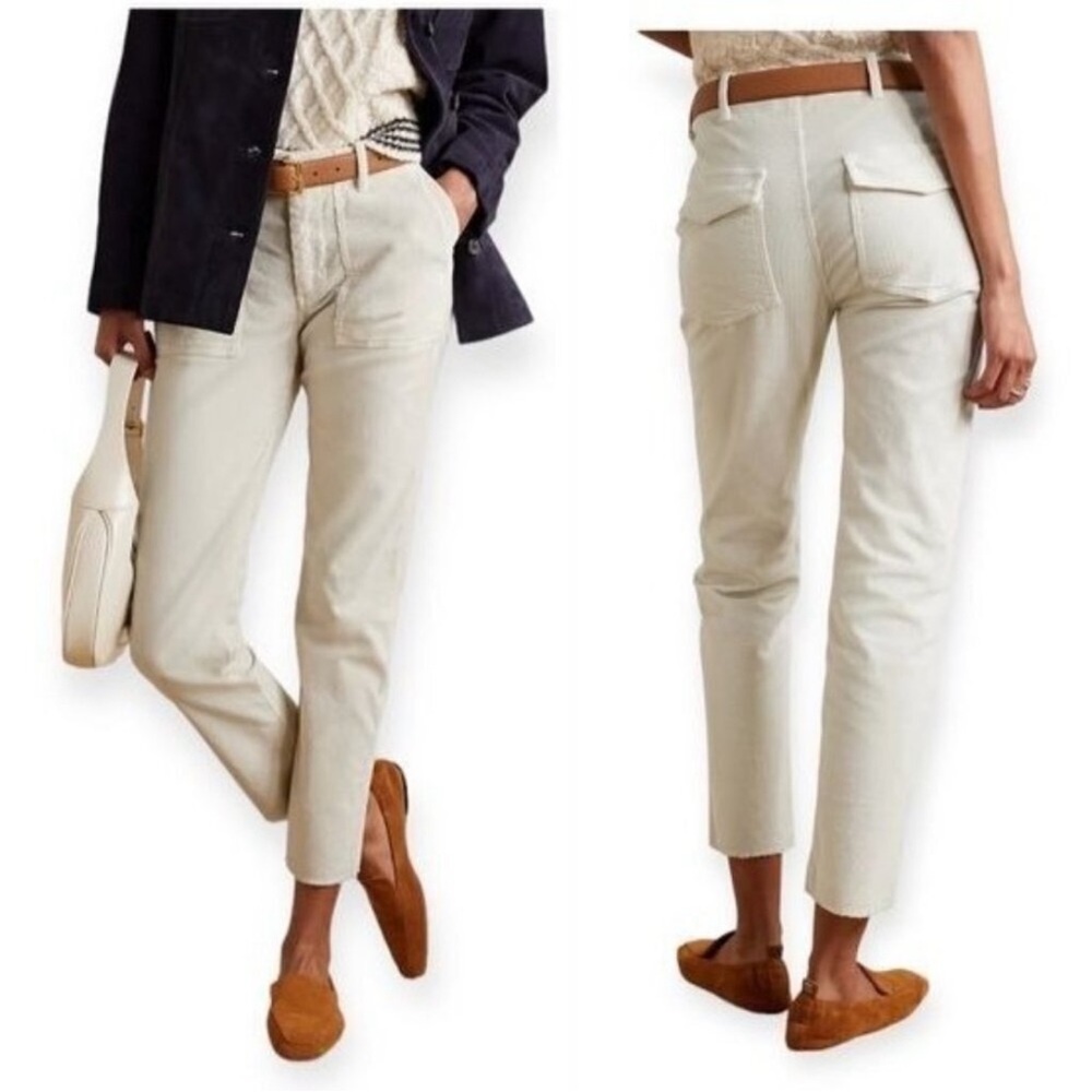 Nili Lotan Jenna Pants in Corduroy, Winter White, Size 12